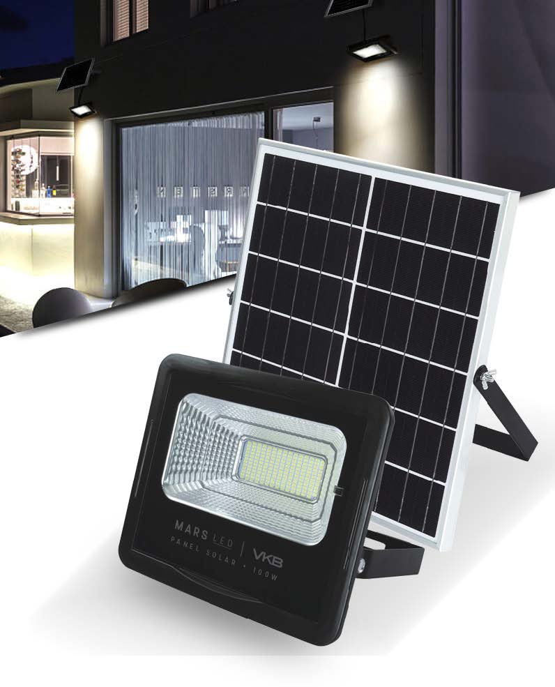 REFLECTOR LED 100W VKB CON PANEL SOLAR 6500°K